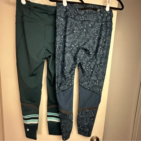 Sweaty Betty Lot Of 2;Blue & Teal Zero Gravity Bum Sculpturing 7/8Leggings NWT M